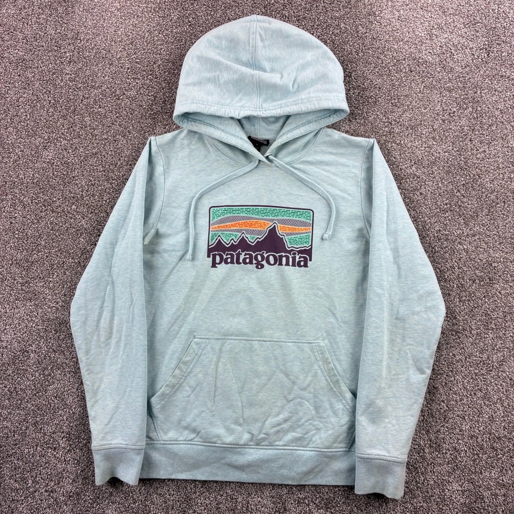 Patagonia Solar Rays Ahnya‎ Hoody Women's Small Blue Sweatshirt Hoodie P-6 Logo